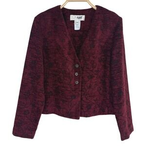 Vintage City Spirit Cardigan Blazer Size 10 Burgundy Black Gothic Cottagecore